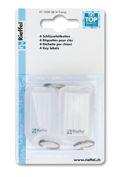 Rieffel Etiketten transparent, 4 Stk. Schlüsselanhänger