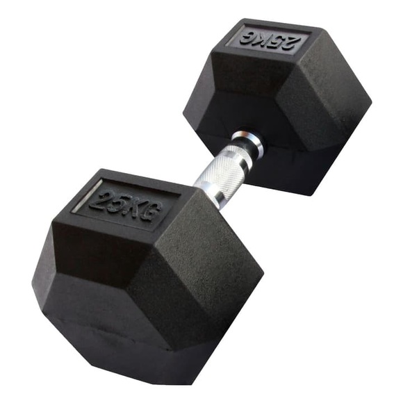 Sechseckige Hantel Aus Gummi | Mehrere Gewichte Unisex Schwarz 25KG