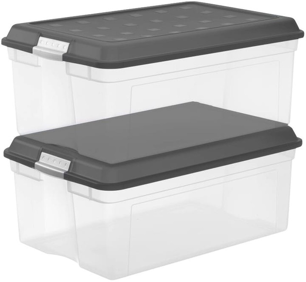 Rotho Box 37 l mit Deckel, A3, 2er-Set Aufbewahrungsbox