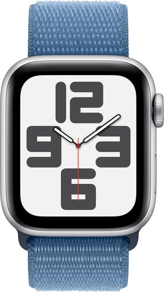 APPLE Watch SE (GPS) 40 mm - Smartwatch (Stufenlos verstellbar, Textil (Carbon Neutral), Silber/Winterblau)