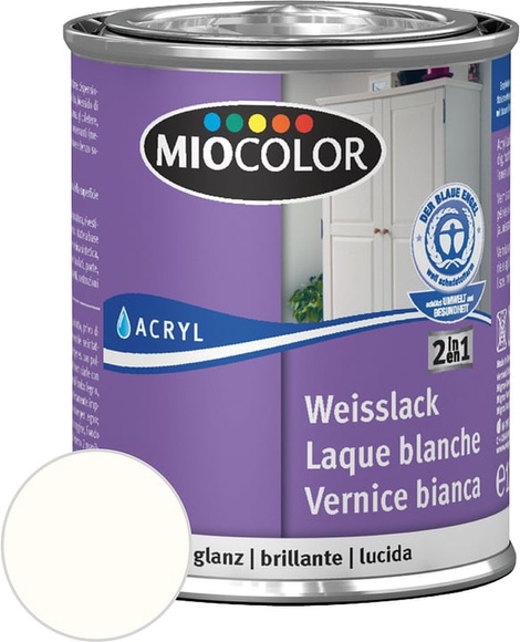 Miocolor Acryl Weisslack glanz reinweiss 125ml