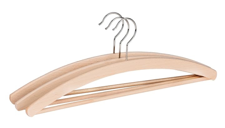 Wenko - Kleiderbügel Base Natur mit Steg, 3er Set, Buchenholz