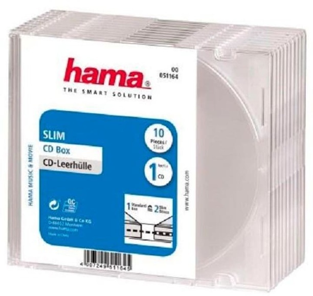 Hama 51164 CD Slim BOX Clear 10Pcs - Leerhülle Slim (Transparent)