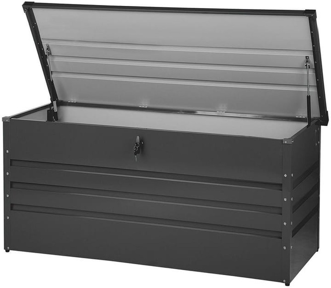 Beliani Auflagenbox Stahl graphitgrau 132 x 62 cm CEBROSA