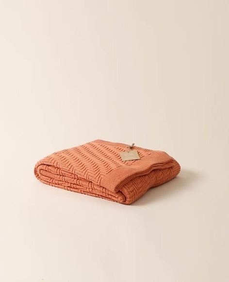 Esmée Fischgrät Decke, Orange Bettdecke für Babys Pfirsich