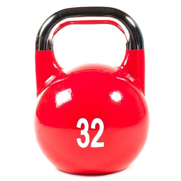 GladiatorFit Wettkampf-Kettlebell aus Gusseisen mit aufgemaltem Logo : 32 KG Kettlebell