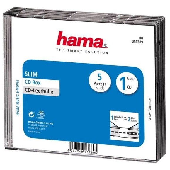 Hama 51289 CD Slim BOX Clear/black - CD Leerhüllen (Schwarz, transparent)