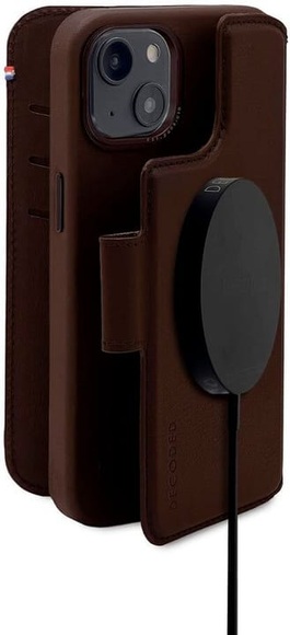 Decoded - 2in1 iPhone 14 MagSafe Echtleder Magnet Wallet Case Tasche Flip Cover (D23IPO14DW5CHB) - Dunkelbraun