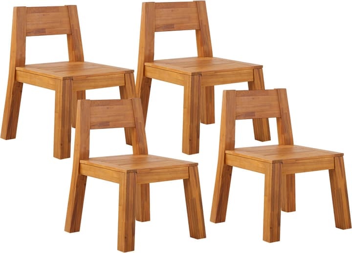 Beliani Gartenstuhl Akazienholz hellbraun 4er Set LIVORNO