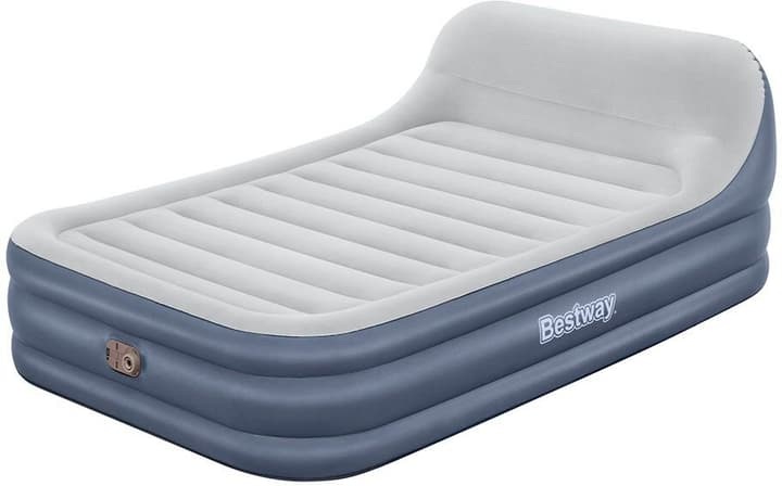 Bestway Luftbett sleekflow 67923 226/152/84 cm , Tritech Sleekflow Headboard , Hellgrau, Dunkelblau , Kunststoff , 152x84 cm , matt , integrierte elektrische Pumpe, beflockte Schlafseite , 0069160806