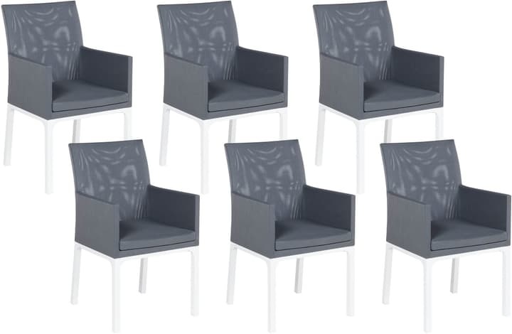 Beliani Gartenstuhl Aluminium grau 6er Set BACOLI