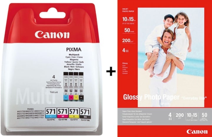 Canon Cli-571 Multipack + Gp501 Fotopapier Tintenpatrone