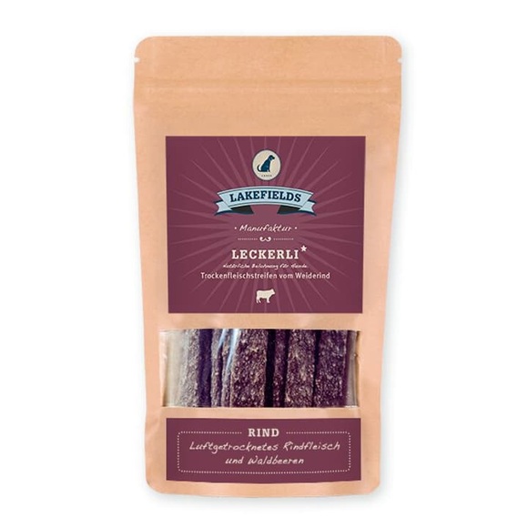 Lakefields Trockenfleischstreifen Rind, 150 g Hundeleckerli