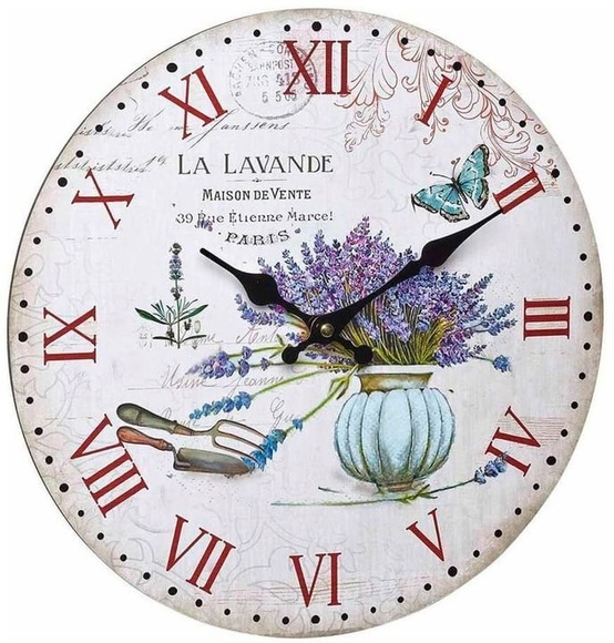 TFA Dostmann Wanduhr Vintage La Lavande Ø 33.7 cm, Mehrfarbig