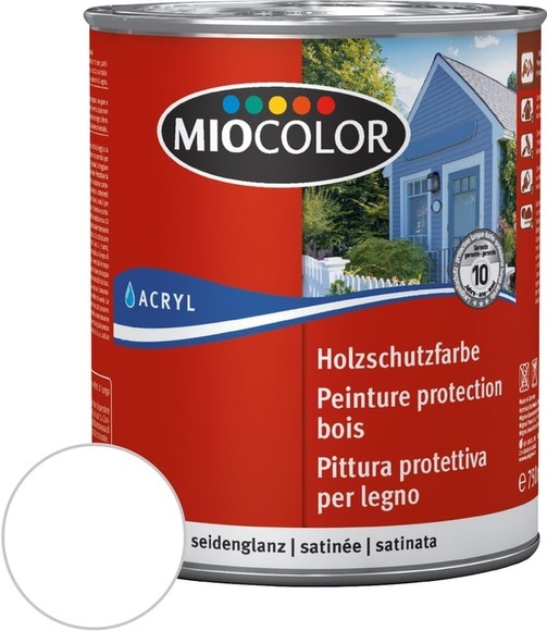 Miocolor Holzschutzfarbe Weiss 750 ml