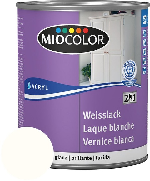 Miocolor Acryl Weisslack glanz reinweiss 750 ml