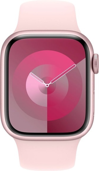 APPLE Watch Series 9 (GPS, Alu) 41 mm - Smartwatch (S/M 130-180 mm, Fluorelastomer, Rosé/Hellrosa)