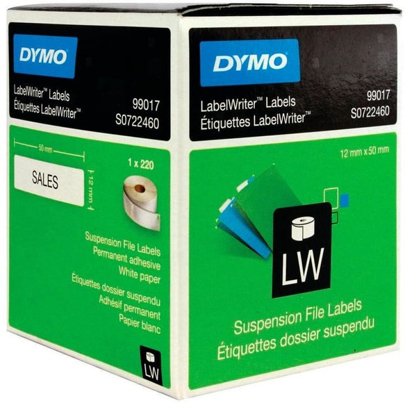 DYMO Etiketten Rolle 99017 S0722460 50 x 12 mm Papier Weiß 220 St. Permanent Hängeregister-Etiketten