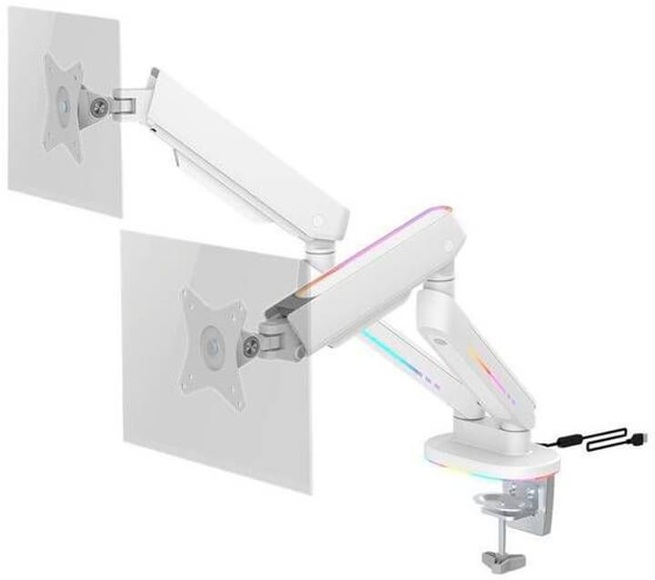 DELTACO GAM-135 - Doppelter Monitorarm (Weiss)