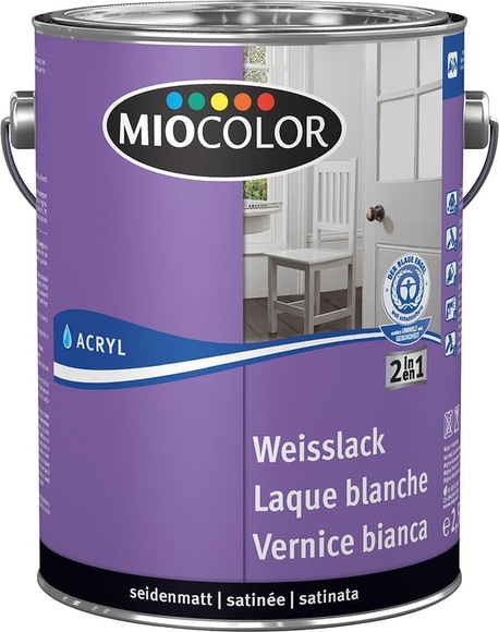 Miocolor Acryl Weisslack seidenmatt weiss 2.5 l