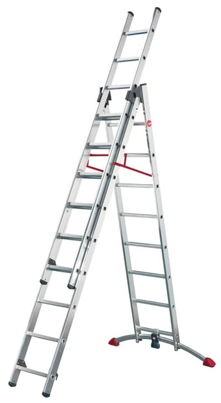 Hailo S100 ProfiLOT 9309-507 Aluminium Mehrzweckleiter Arbeitshöhe (max.): 6.6 m Silber, Rot, Schwarz 21.7 kg