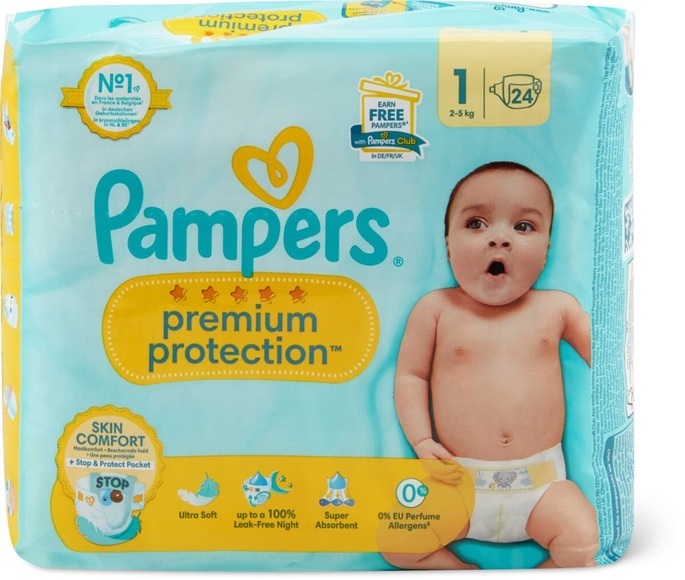 Pampers Windeln Premium Protection Newborn Grösse 1 2-5kg (24 Stk)