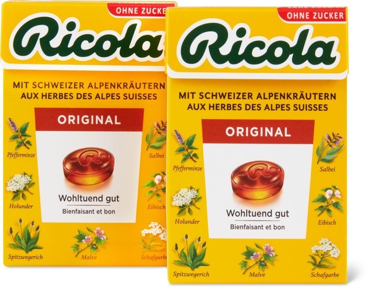 Ricola Original Kräuter Bonbons ohne Zucker (2x50g)