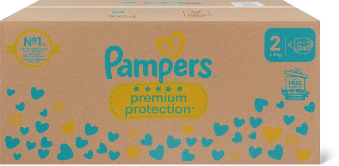 Pampers Premium Protection, New Baby Gr. 2 Mini, 4-8kg, Monatsbox (1x 240 Windeln)