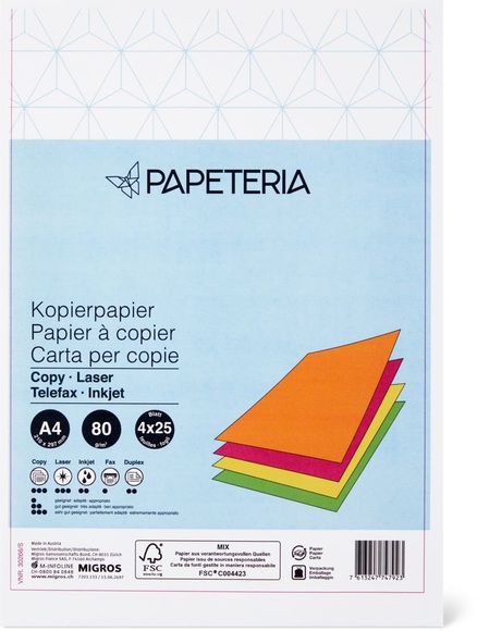 Papeteria Kopierpapier 80g/m2 Mixpack neon