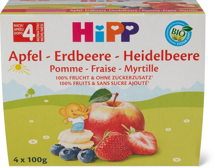 Bio HiPP Fruchtpause Apfel-Erdbeere-Heidelbeere