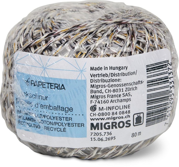 Papeteria Packschnur Recycling 80m farbig