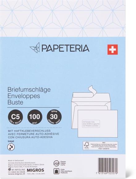Papeteria C5 Briefumschläge mit Fenster links