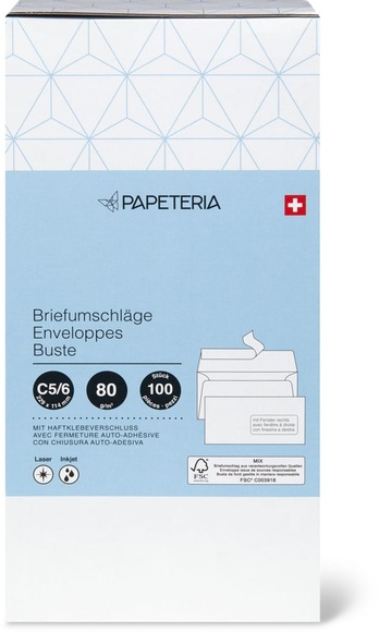 Papeteria C5/6 Briefumschläge mit Fenster rechts