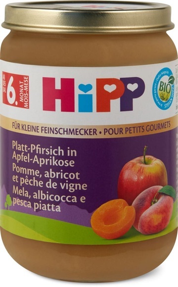 Hipp Platt-Pfirsich in Apfel Aprikose