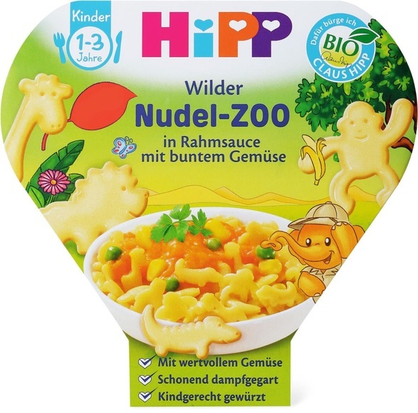 HiPP Wilder Nudel-Zoo in Rahmsauce mit buntem Gemüse