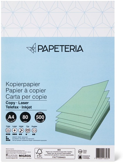 Papeteria Kopierpapier 80g/m2 A4 Grün