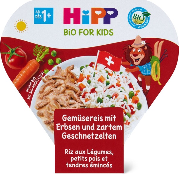 HiPP Kinderteller Gemüsereis Erbsen Rindfleisch