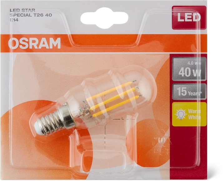 LED STAR SPECIAL T26 Kolbenlampe mit 4 Watt, E14, klar, warmweiß