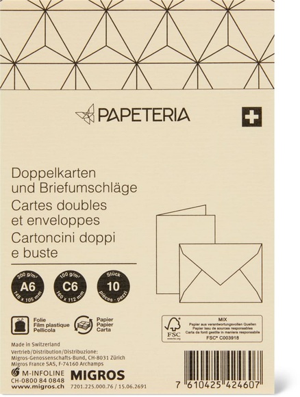 Papeteria A6 / C6 Doppelkarten und Briefumschläge