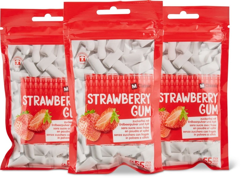 M-Classic Chewing Gum Strawberry 3x80g