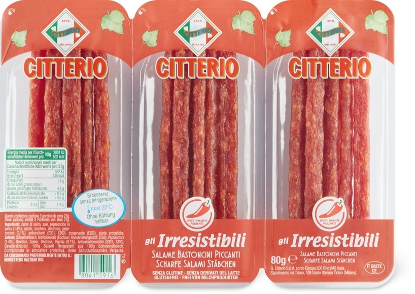 Citterio Scharfe Salami Stäbchen