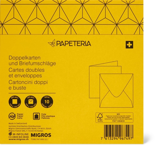 Papeteria 145 x 145 Doppelkarten und Briefumschläge