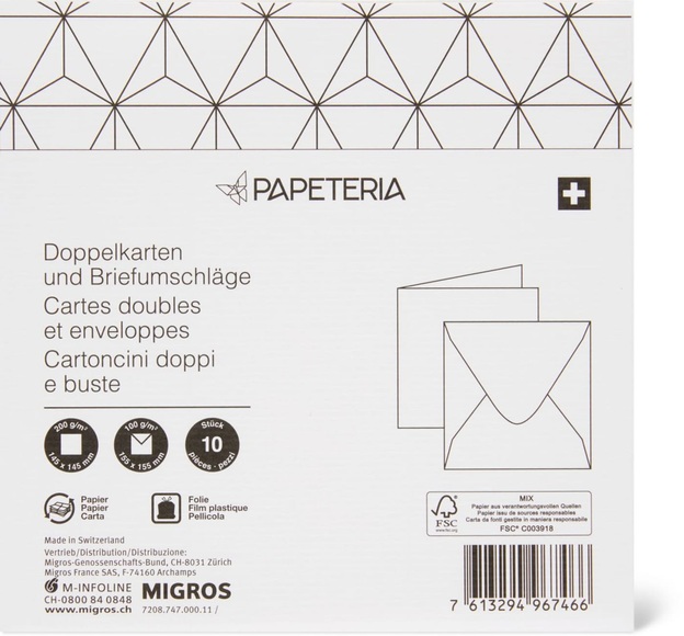 Papeteria 145 x 145 Doppelkarten und Briefumschläge