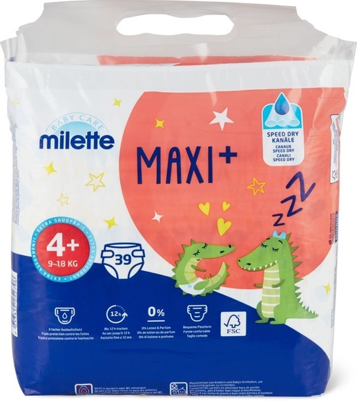 Milette maxi+ 4+ / 9-18+kg - 39Stk