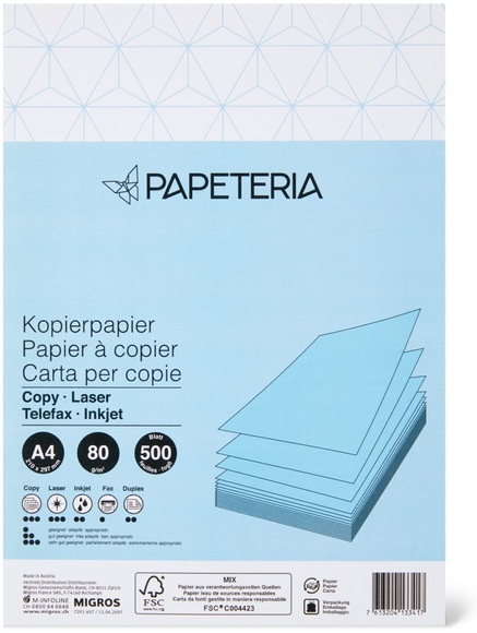 Papeteria Kopierpapier 80g/m2 A4 Blau