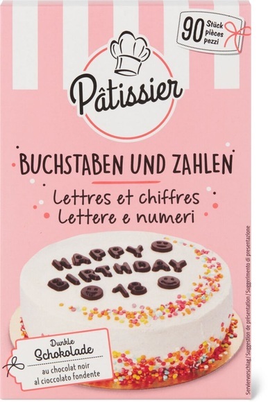 Patissier Buchstaben Zahlen Schokolade