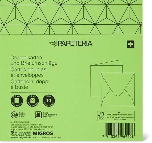 Papeteria 145 x 145 Doppelkarten und Briefumschläge