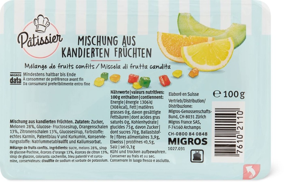 Patissier Kandierte Früchte gehackt
