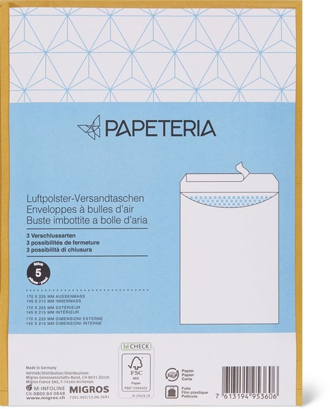 Papeteria Luftpolster-Versandtaschen