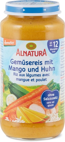 Alnatura Gemüsereis mit Mango und Huhn 250g